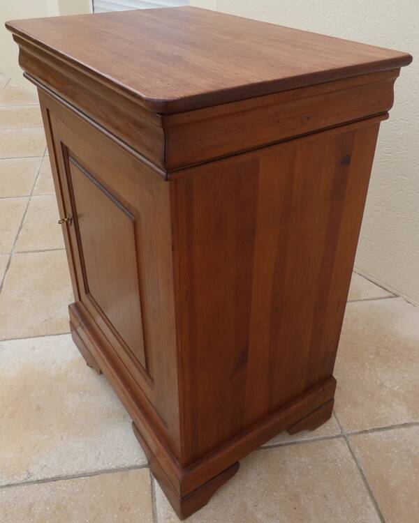 Large jam jar in solid cherry wood with its secret drawer and one door