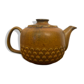 Vintage KW Feuerfest Embossed Brown Ceramic Teapot #C786