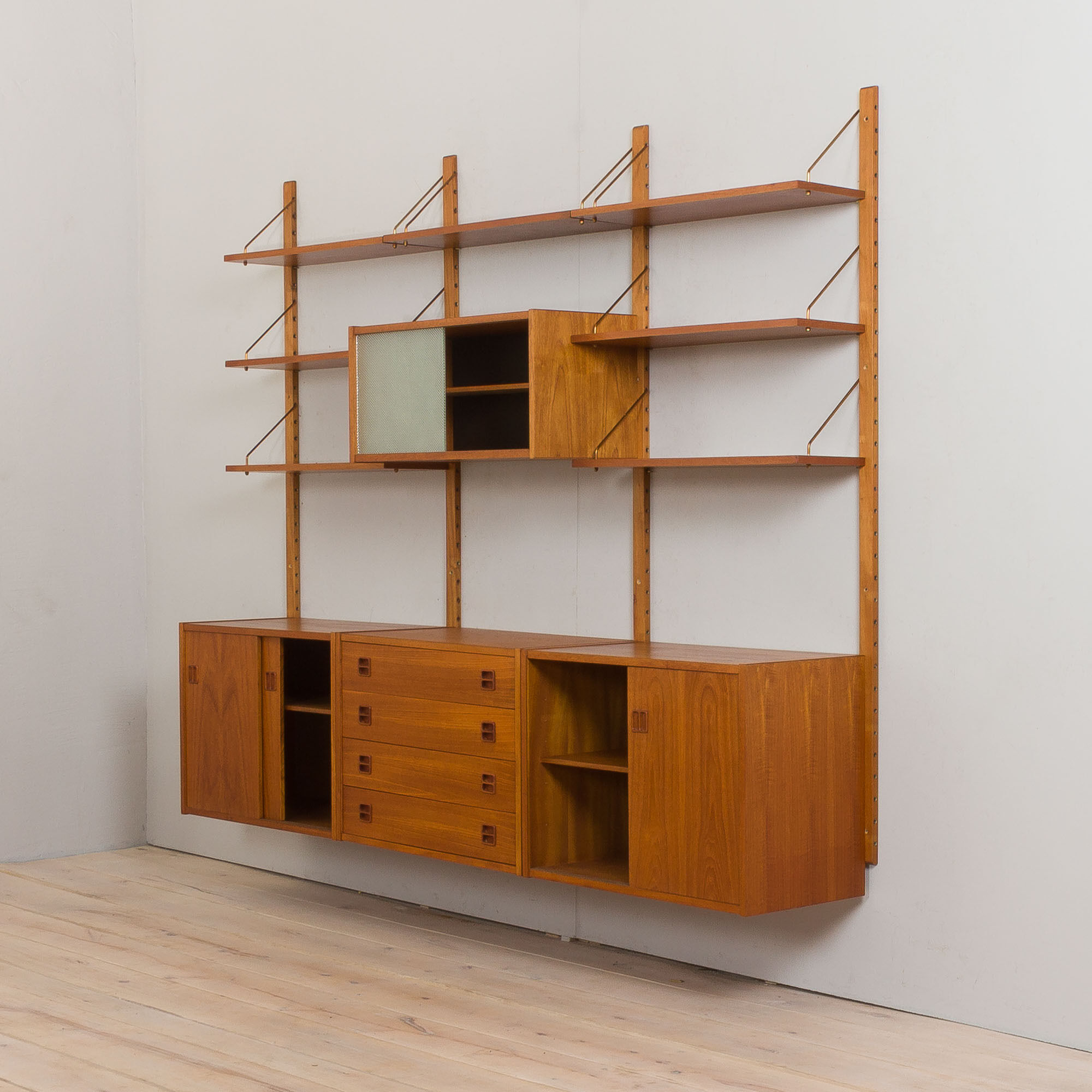 Vintage danish modular teak bookcase 1970s
