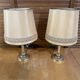 Pair of Empire Style Table Lamps Column Shape Golden Metal Vintage France