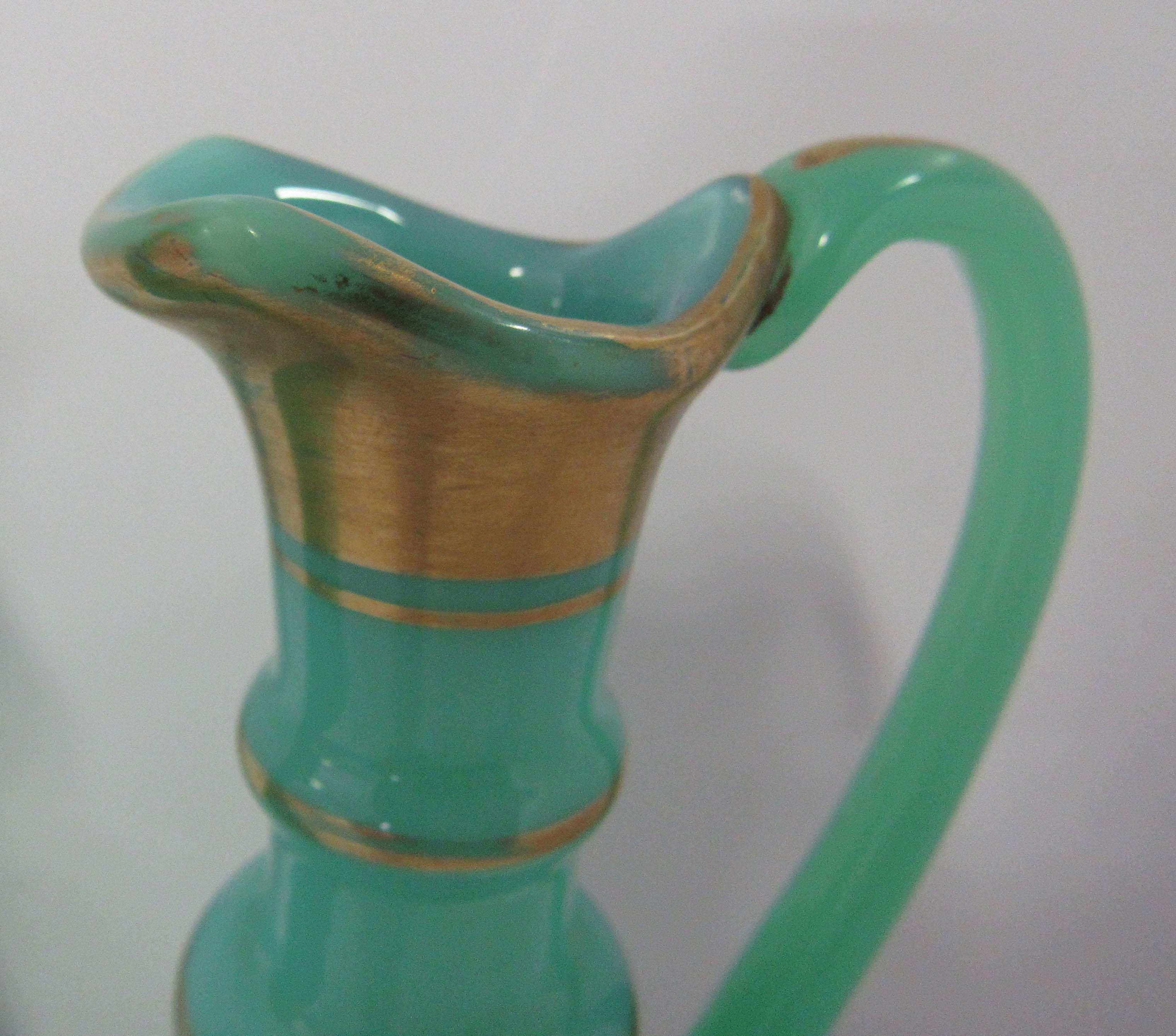 Pair ewers in green opaline oil-bitter wine