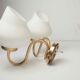 Pair of 60s brass and opaline sconces