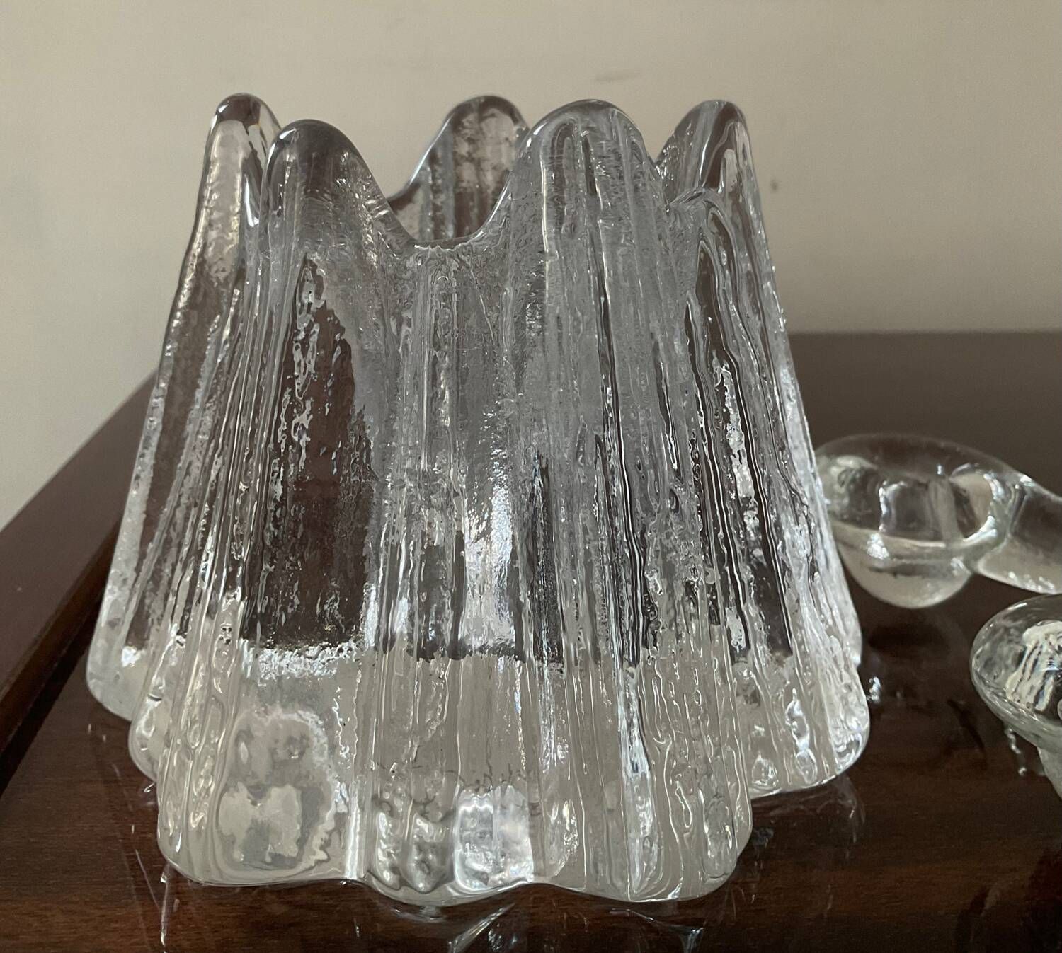 Series 6 vintage candlesticks pressed molded glass paste