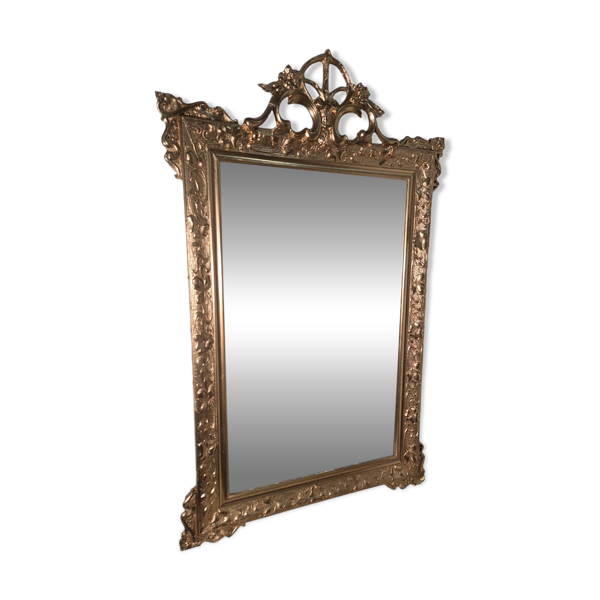 Miroir ancien art nouveau doré , 138cm
