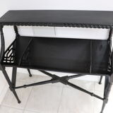 Black lacquered Indochinese console with disk storage