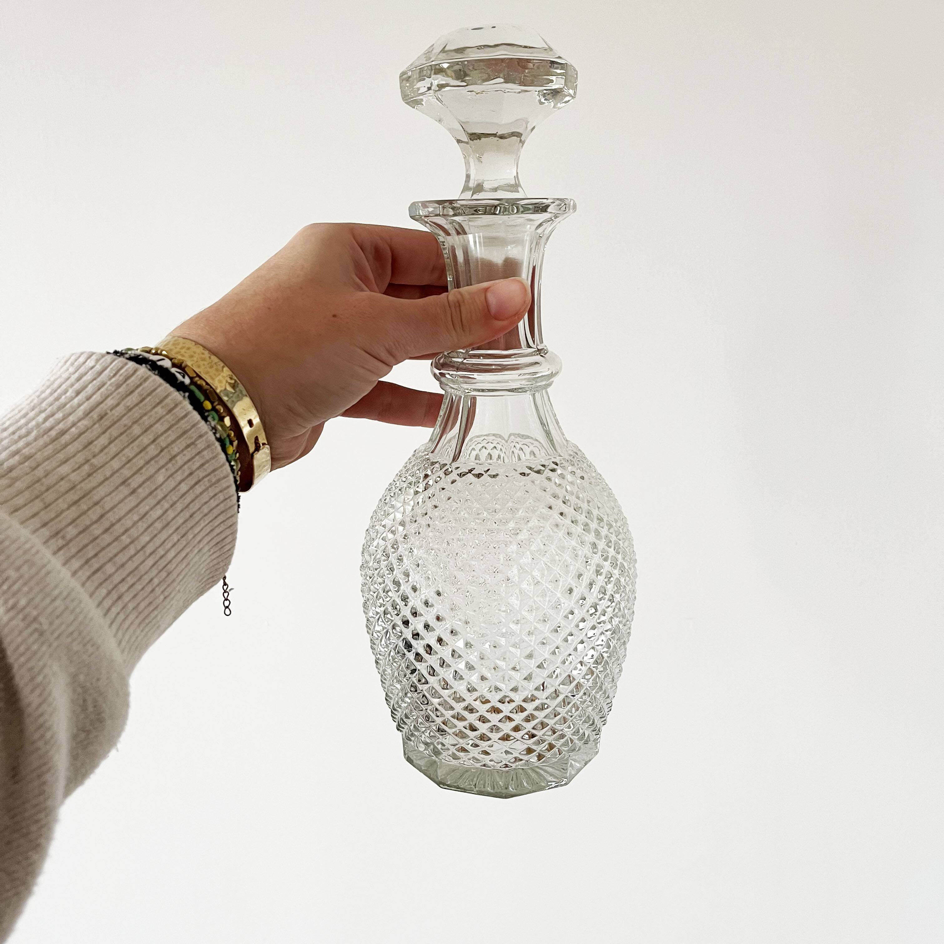 Diamond tip glass carafe 1960