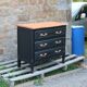 Louis XV style black commode with natural wood top – 3 drawers