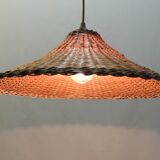 Vintage lampshade pendant light in natural rattan material