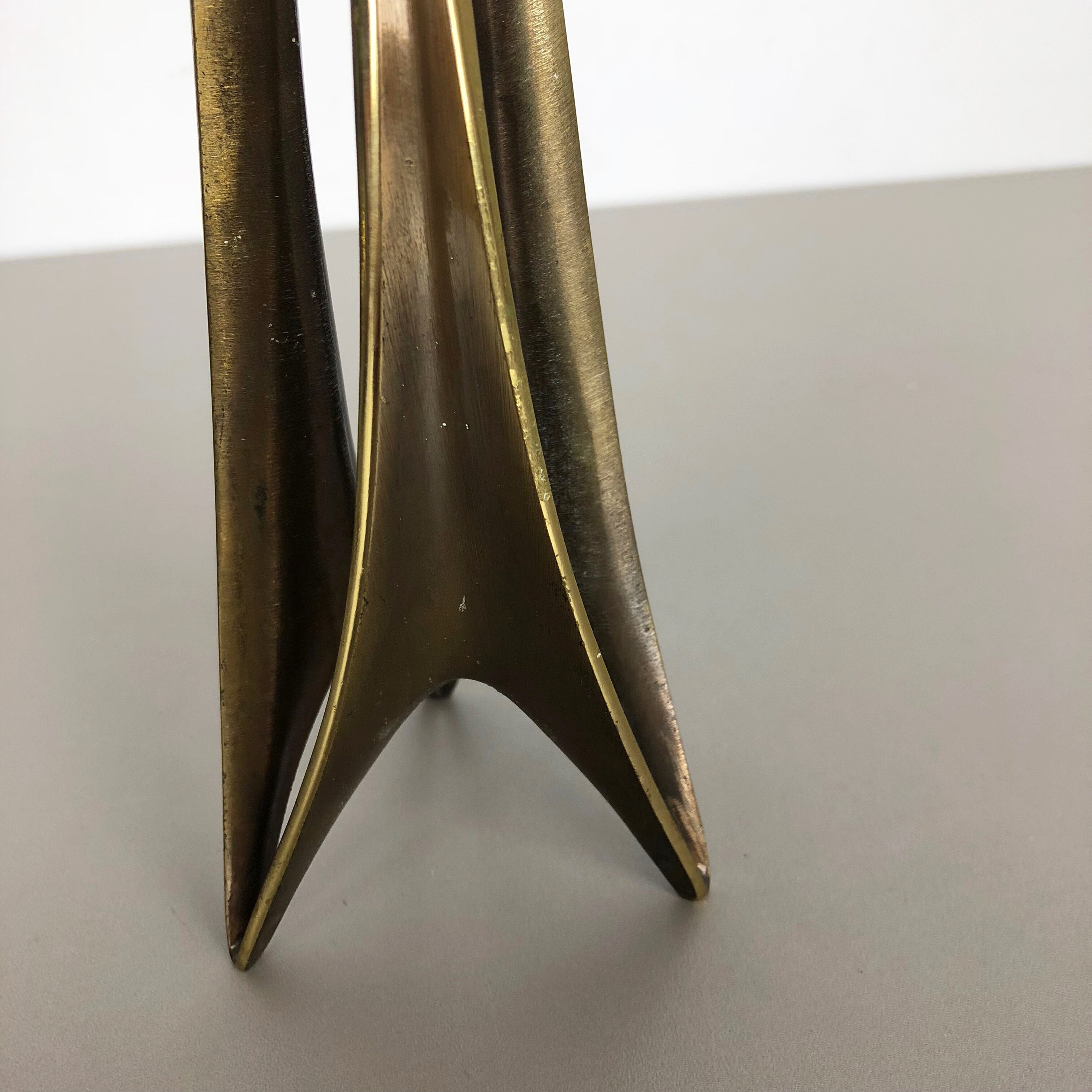 Brutalist Brass Metal Candleholder by Klaus Ullrich for Faber & Schumacher 1950s