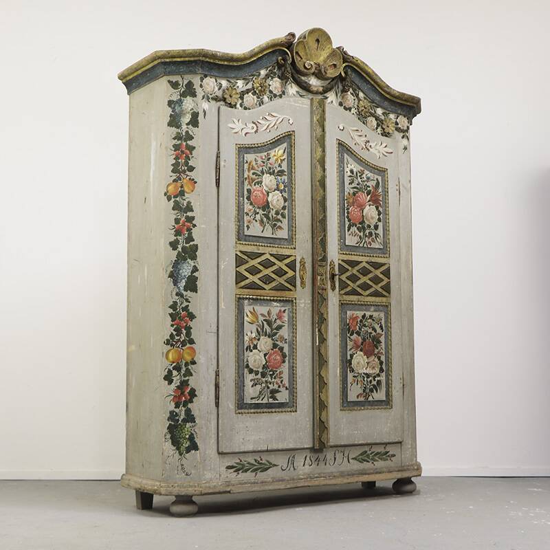Painted Folk Art Bridal Cupboard
