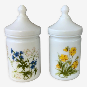Apothecary pots in opaline - botanical decoration