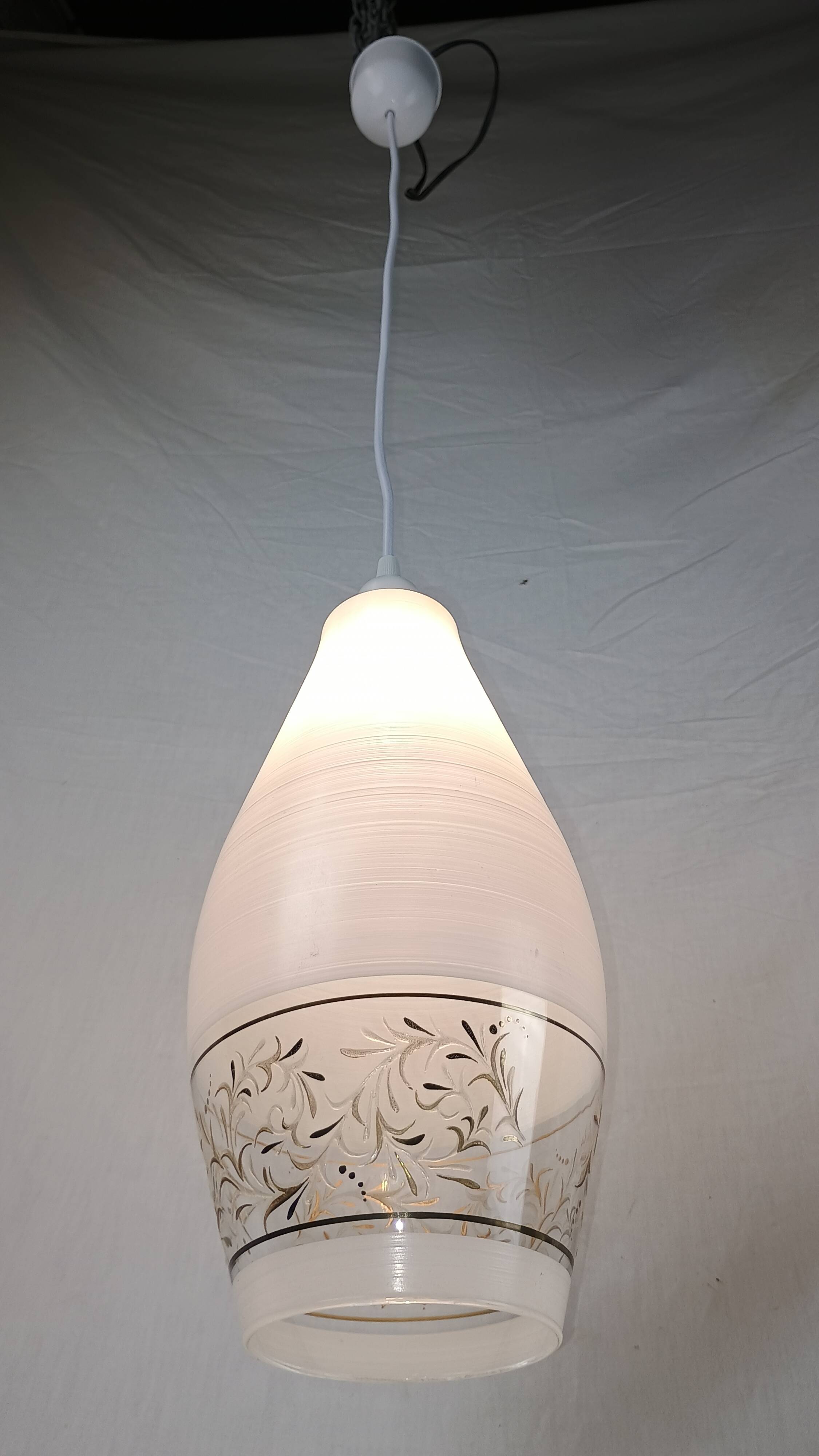Lunel vintage textured glass pendant light, 1960s French design