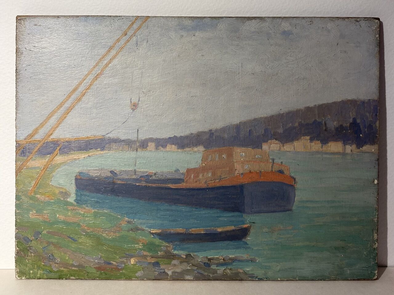 Marine, barge at the quayside, workshop stamp early twentieth century