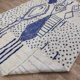 Vintage Azilal rug 290x196 cm - Blue geometric patterns