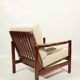 Vintage dark wood beige bouclé armchair by Z.Baczyk 1965