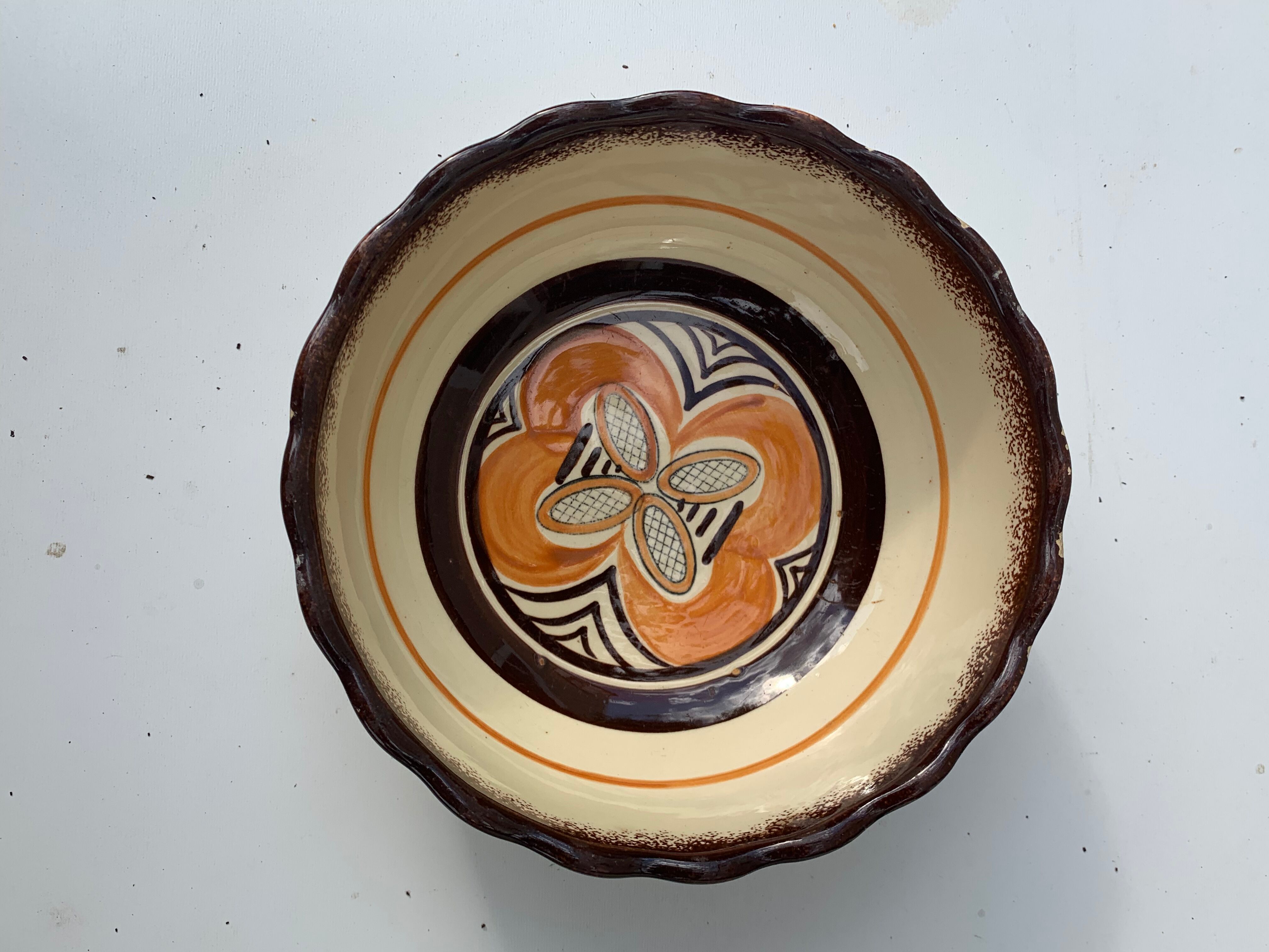 4 nesting salad bowls in enameled ceramic mbfa pont l abbé decorated vintage hand