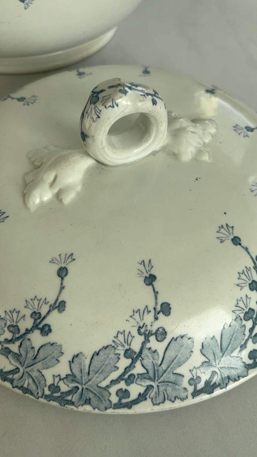 Lunéville Neva ironstone soup tureen – antique French earthenware decor