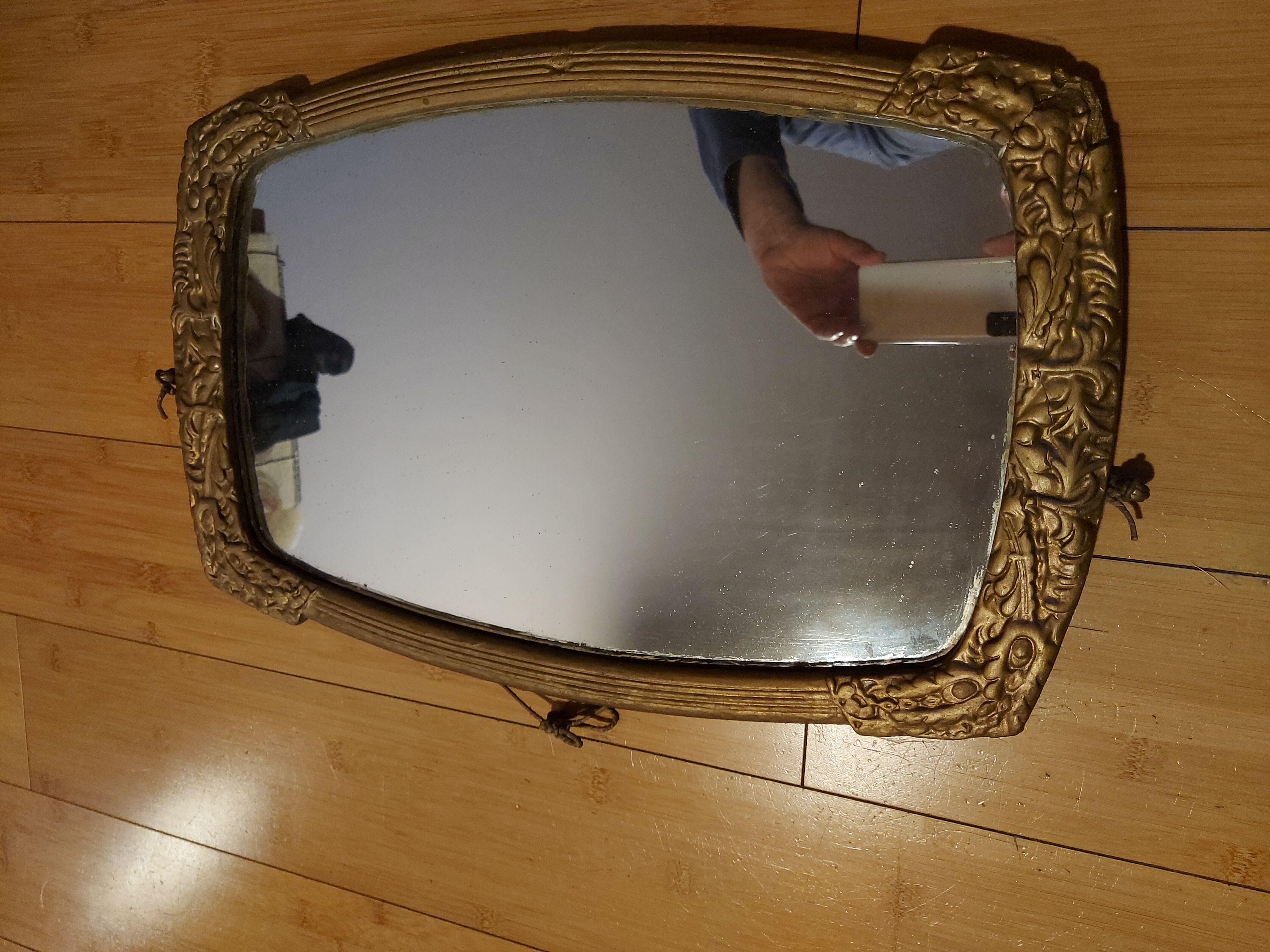 Painted wooden art deco mirror 33 X 51 cm