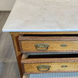 Chest of drawers in solid oak and marble