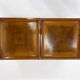 Set of walnut veneer side or night tables with brass detail, Italy 1950s