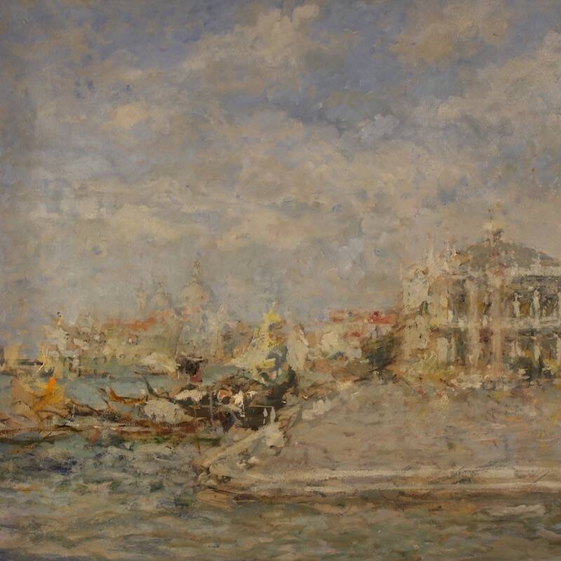 Great painting signed by Luigi Mantovani, View of Venice