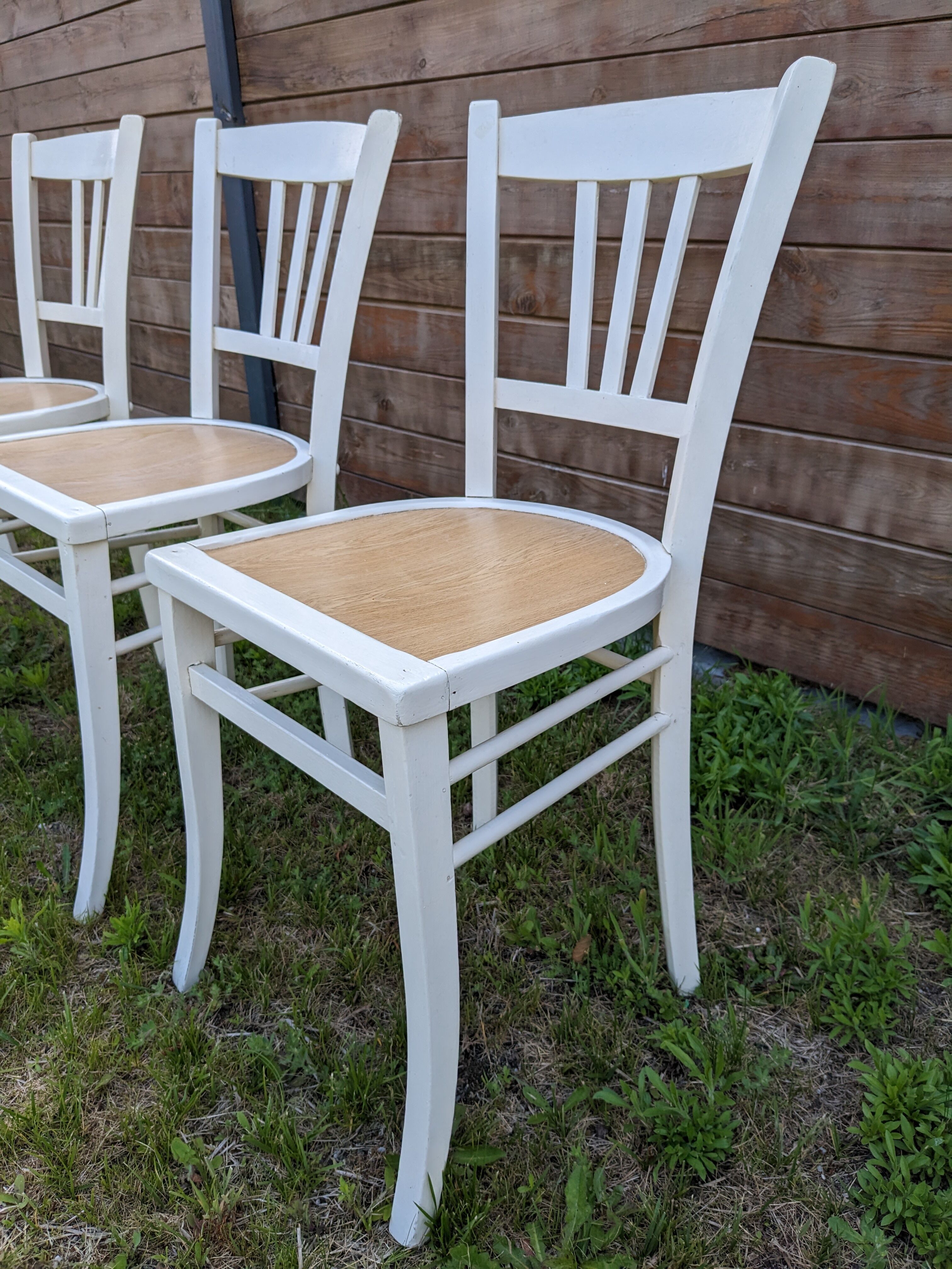Set of 4 vintage shabby chic bistro chairs