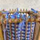 Panier rotin et tissu vishy bleu vintage