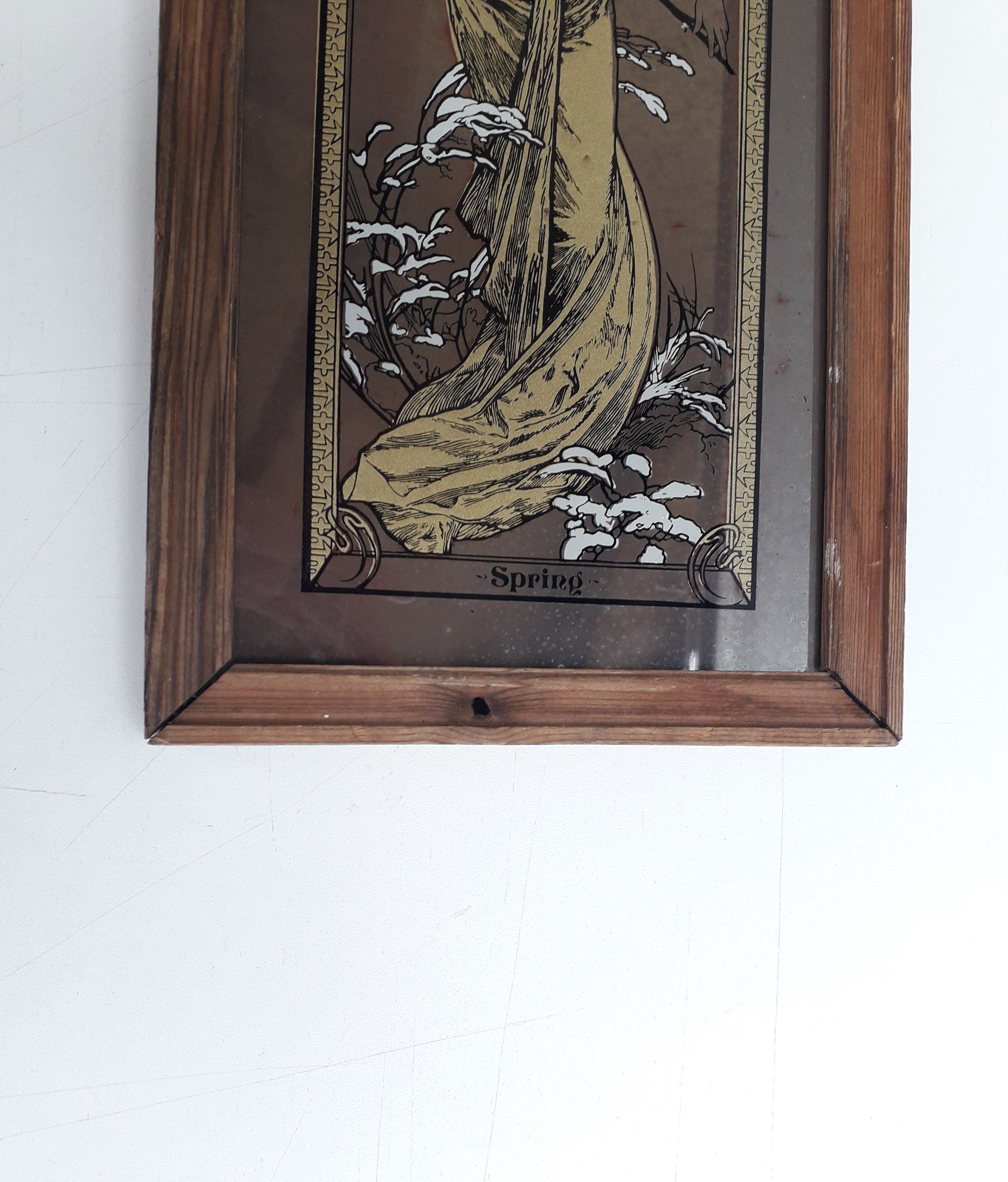 Alphonse Mucha painting mirror illustrated 1960