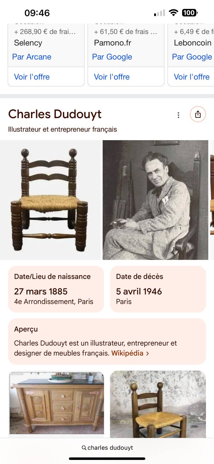 Brutalist low chair by Charles Dudouyt from the 1950s