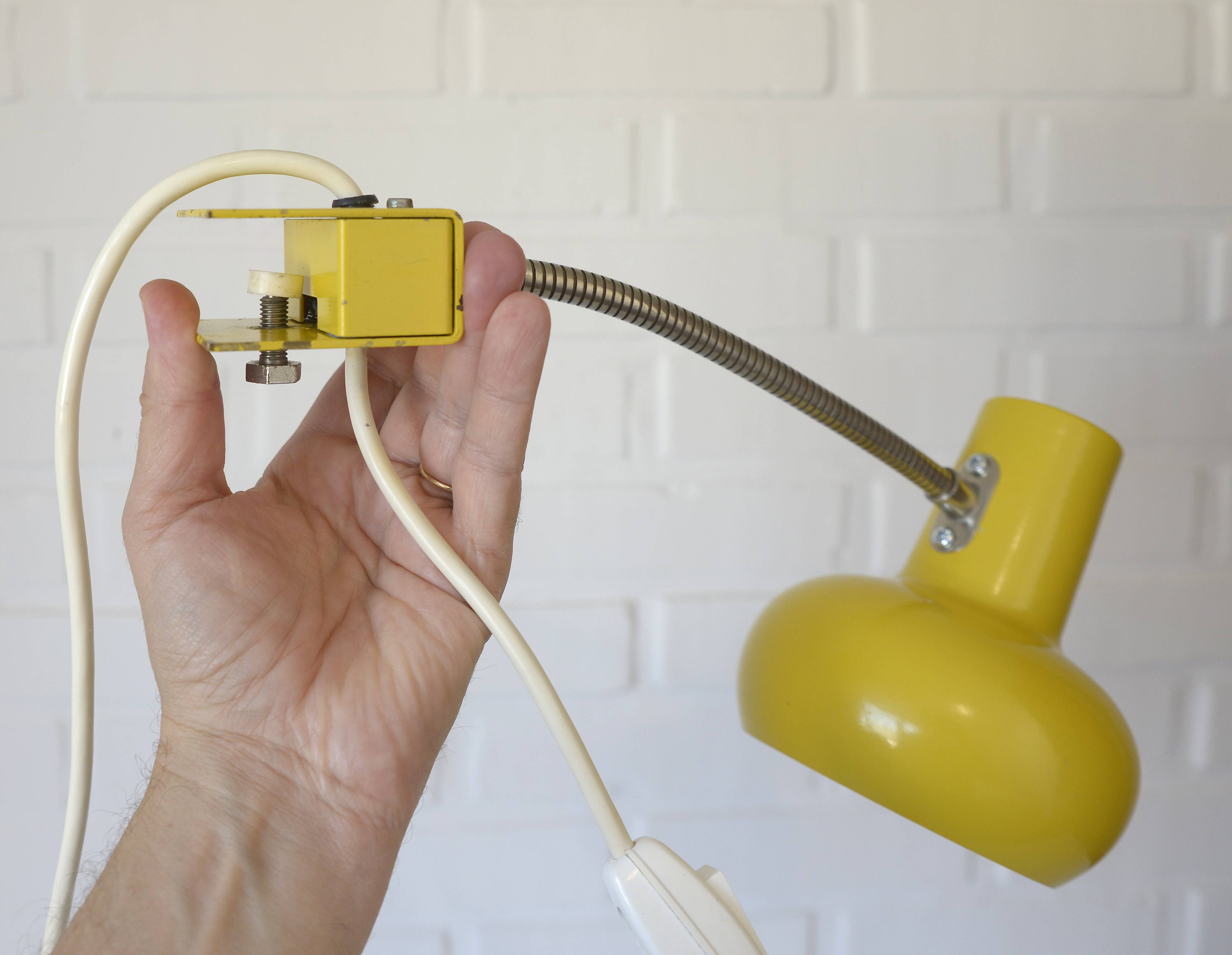 Space Age style lamp / Vintage yellow bookshelf light / Mid-century modern