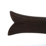 Fish knife and fork with a wooden and brass sheath sculpture.