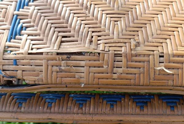 Chaise longue ajustable en bambou et rotin tressé