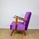 Vintage loft armchair purple velvet - 2 pieces available