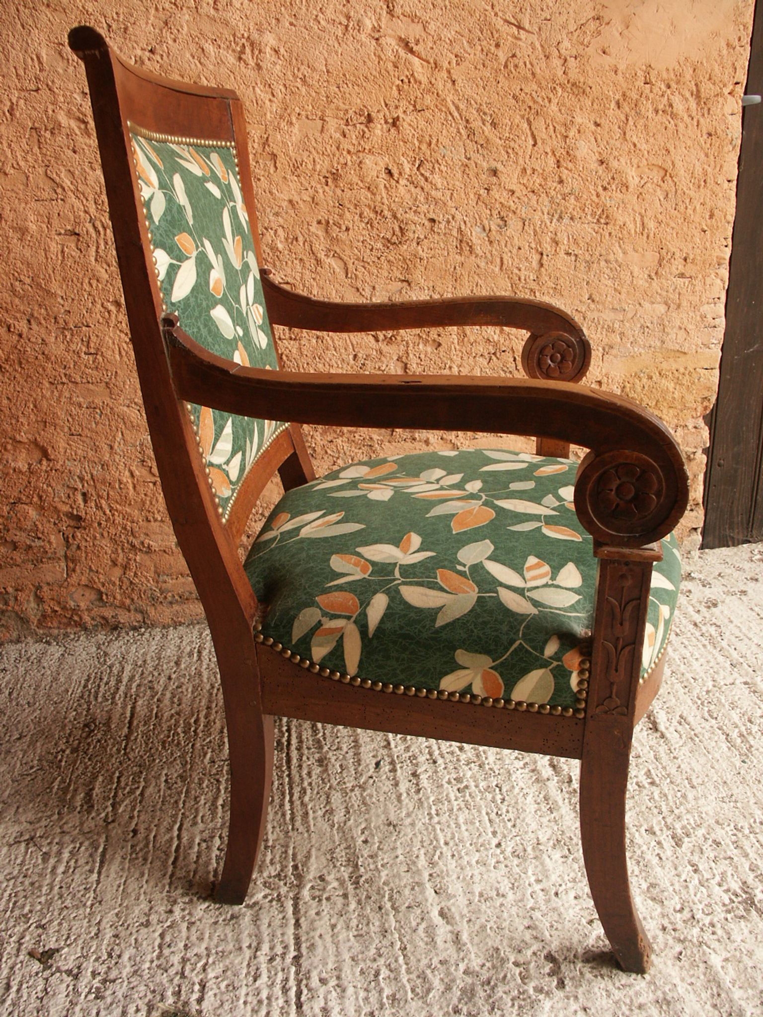 Fauteuil bois, tissu
