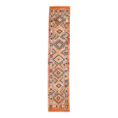 Navy Blue & Orange Vintage Runner Rug, 79x395Cm