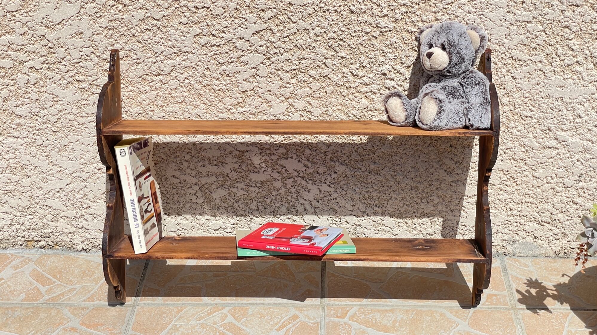 Old wall shelf in wood