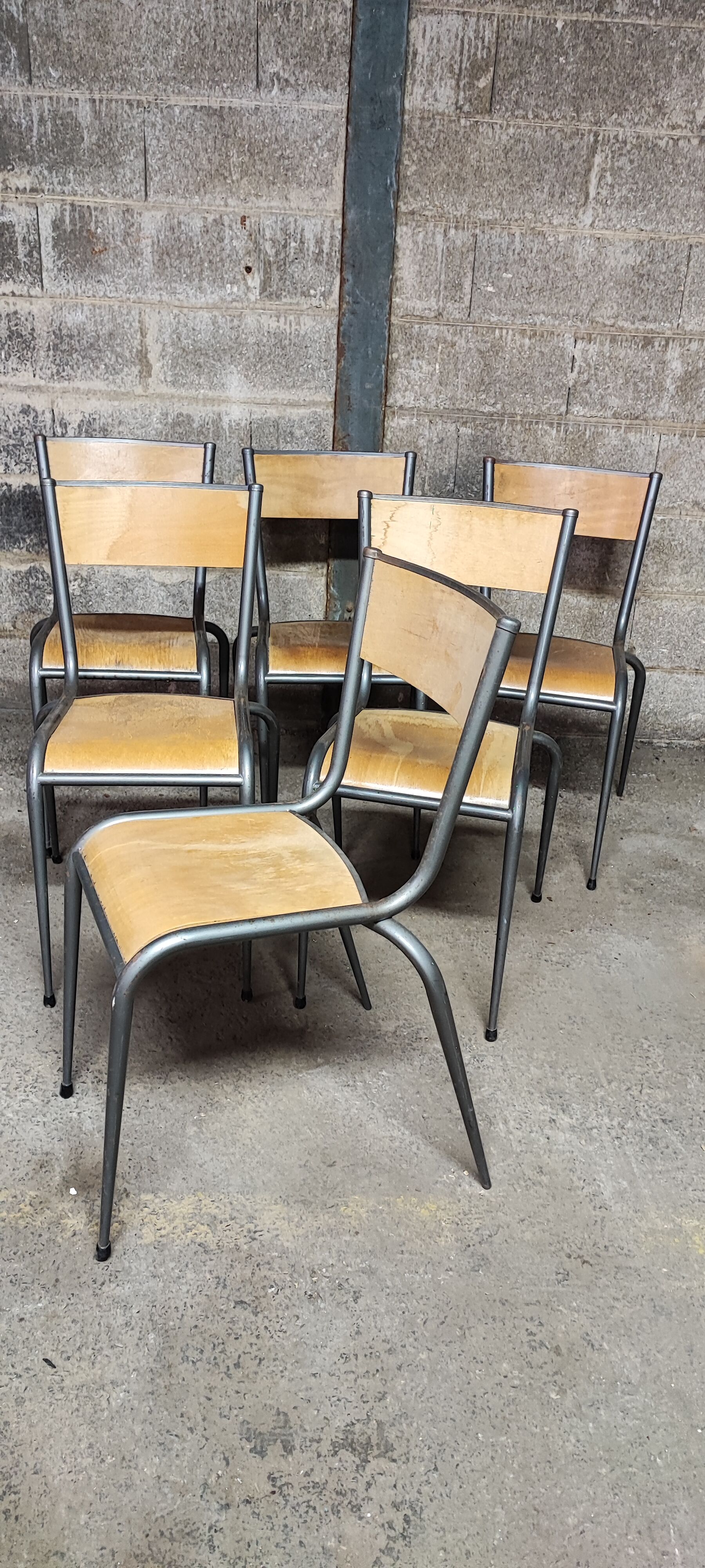 Six Mullca School Chairs 510 feet tapered