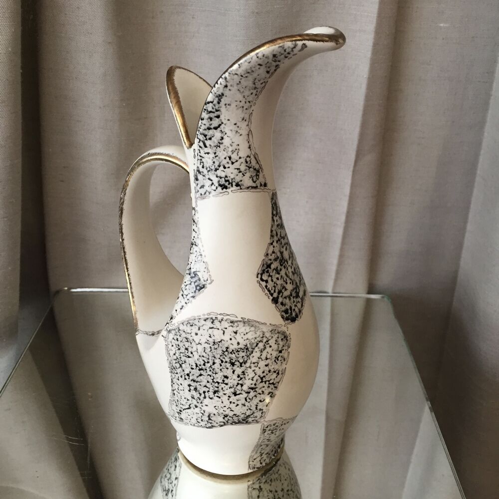 Jug or soliflore ü keramik vintage 1960 1970 white black/grey