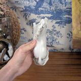 Figurine of a Slender Lipizzaner Horse in White Glazed Biscuit Porcelain