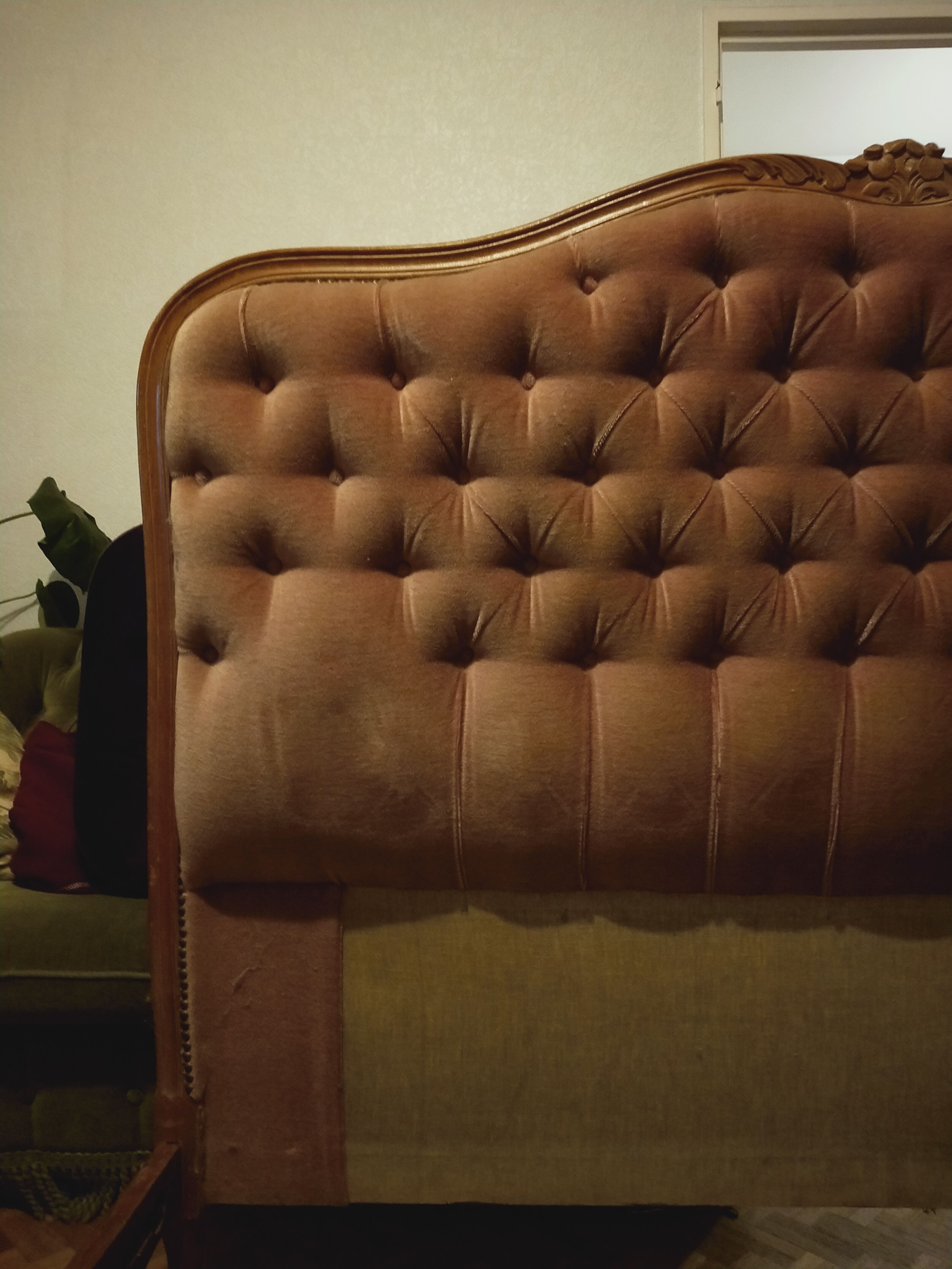 Pink velvet padded basket bed