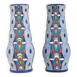 Paire de Vases Amphores Art Déco Céramique Emaillée 1915