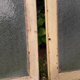 Pair of antique translucent glass sliding doors