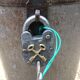 Round box industrial metal barrel with solid padlock