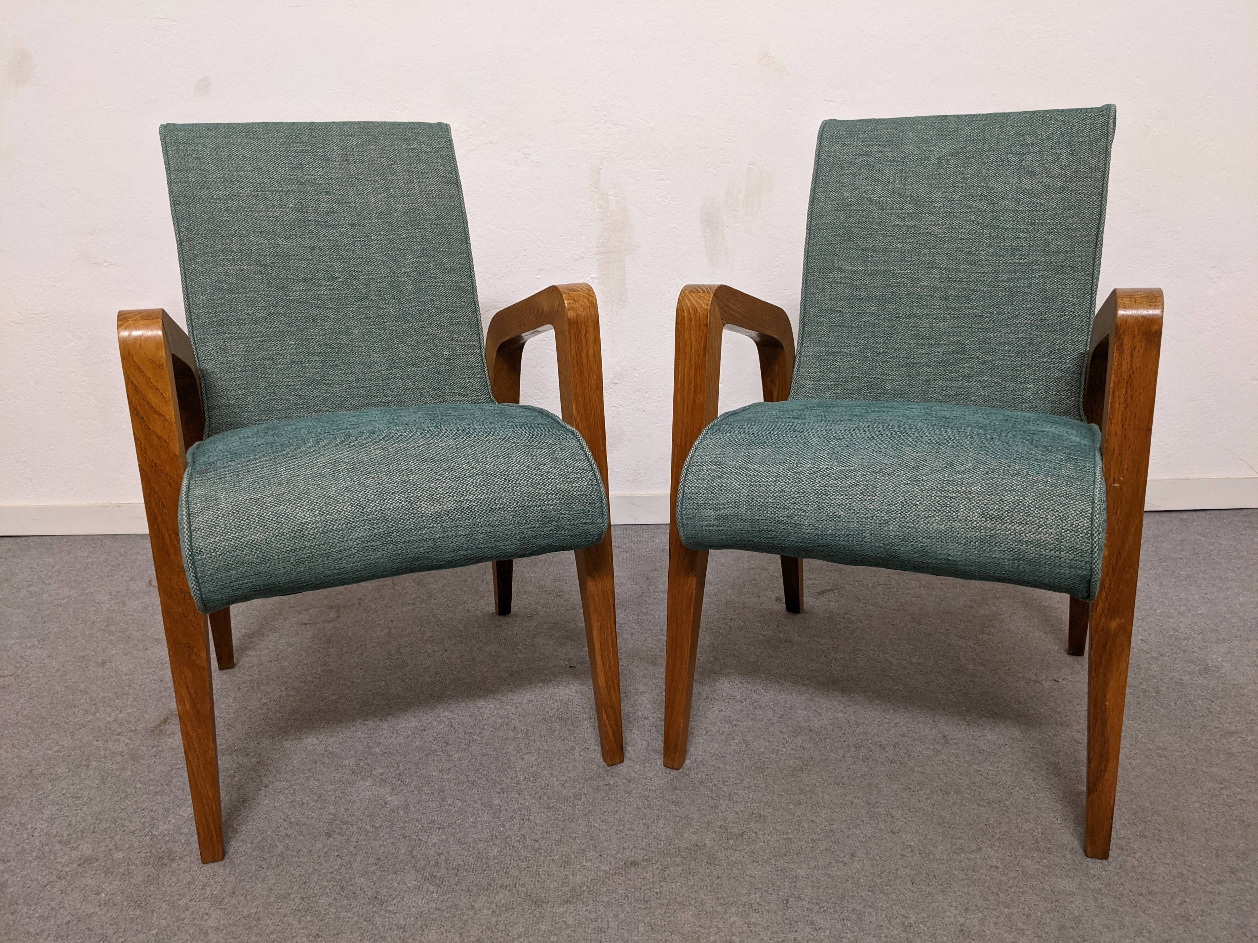 Pair of free span bridges armchairs from the 50s