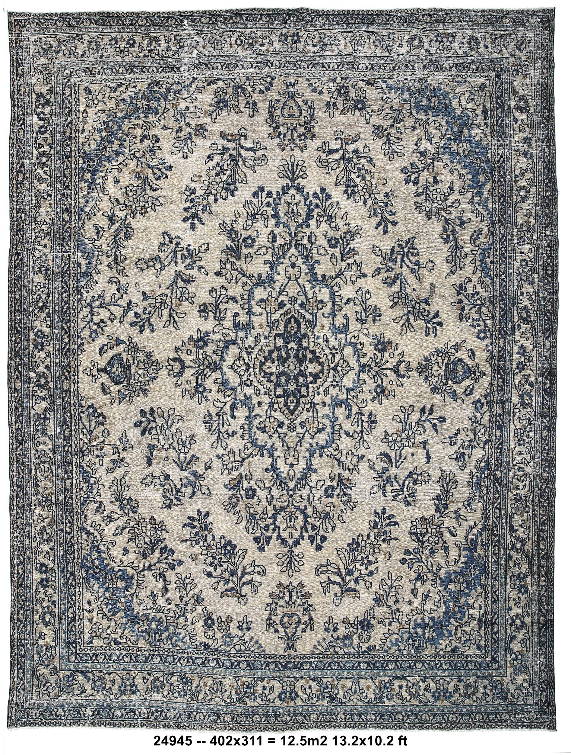 Classic Pattern Navy Blue Persian Rug, 311x402Cm