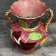 Vase Vallauris rose bonbons décor Floral H 20 cm
