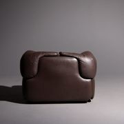 Saporiti armchair designed by Alberto Rosselli brown leather confidential model