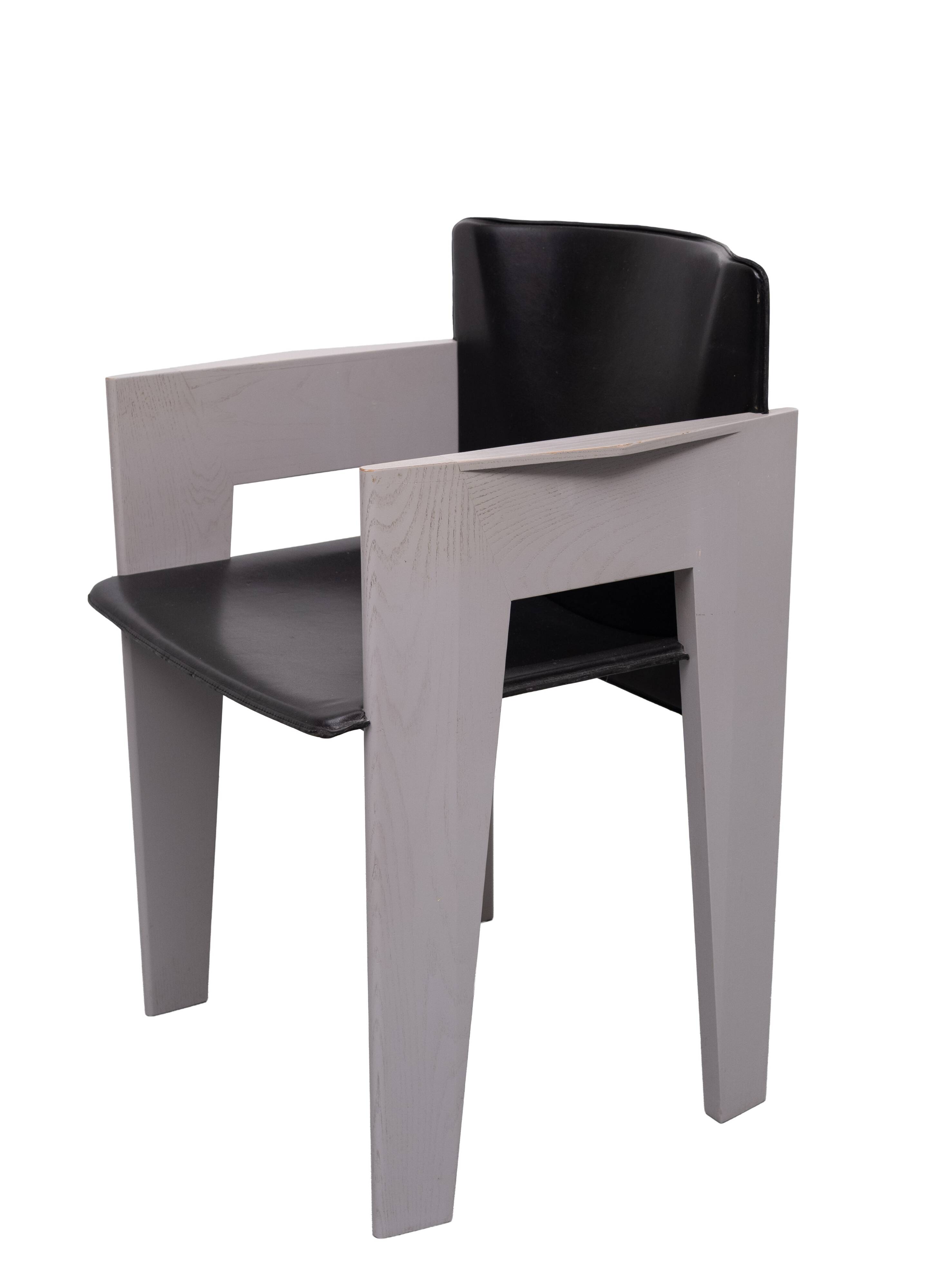 Chaises de salle à manger en cuir et en bois époustouflantes par Arnold Merckx pour Arco, vers 1980.