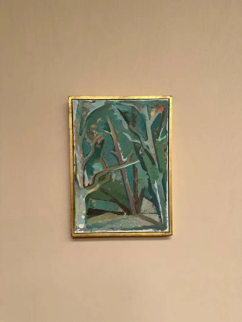 Original Swedish Oil on Canvas – “Forest” by Thure Lindskoog – Signed – Vintage & Framed – 44 × 32 cm (17.3" × 12.6")