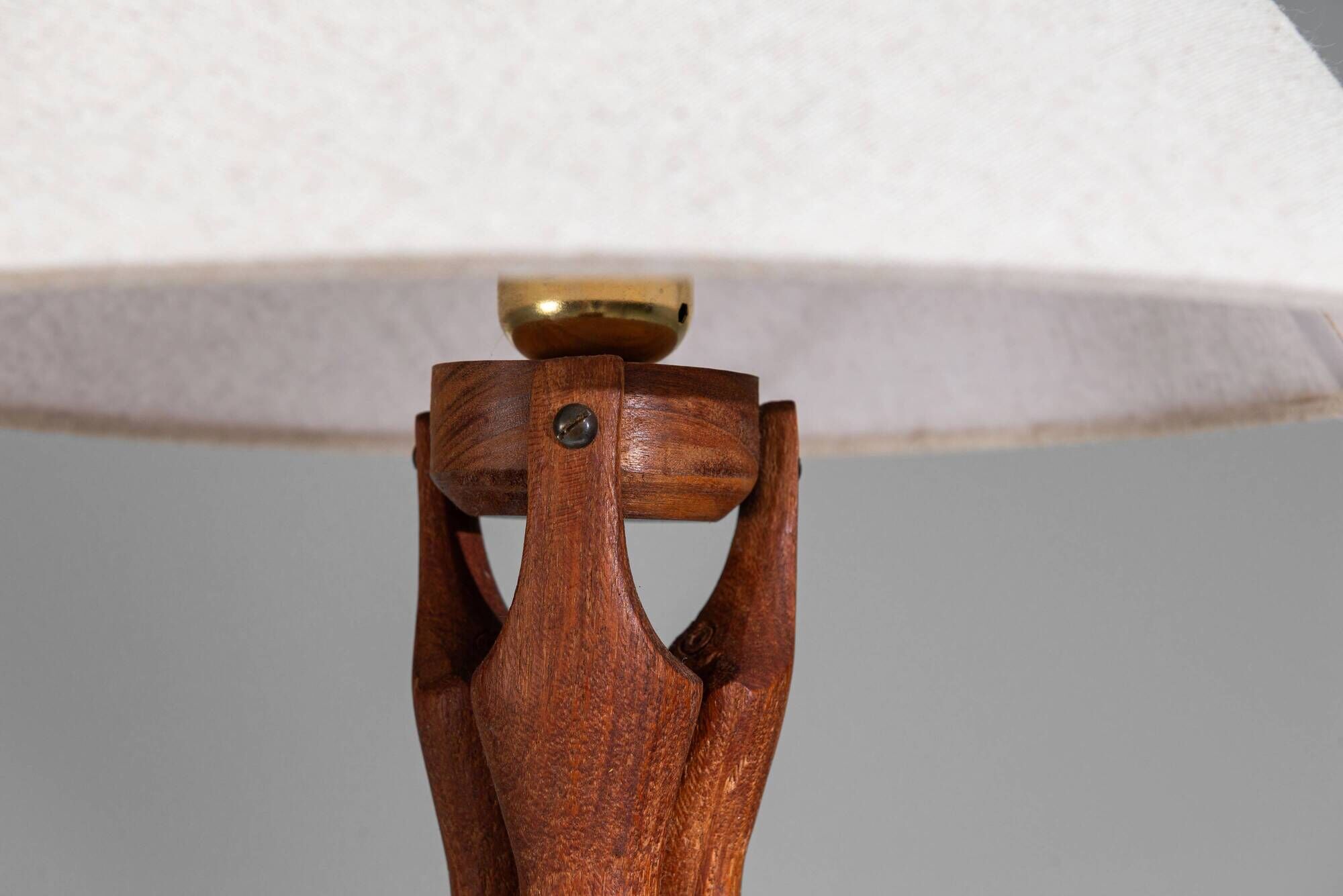 Organic form sculptural teak table lamp